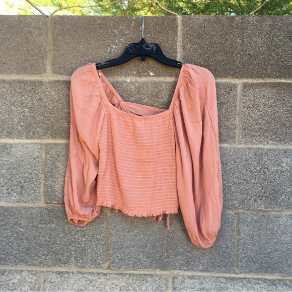 Self Esteem Juniors’ Large Ruched-Front Woven Top, Mauve, Smocked Back Brand New - Picture 3 of 6